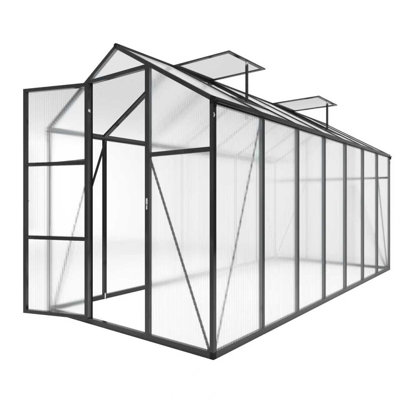 [6x14FT] Walk-In Aluminum Frame Polycarbonate Greenhouse with Adjustable Vents, Lockable Door & UV Protection