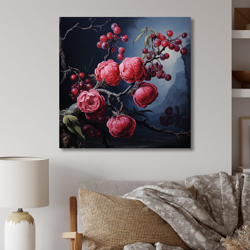 Peinture Renaissance d'un prune II - fruits, art mural en métal, H 16 po x l 16 po