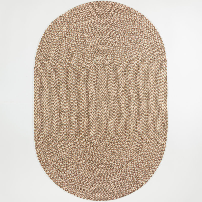Tapis intérieur / extérieur naturel tressé à la main Embrey, Ovale 5 pi x 8 pi