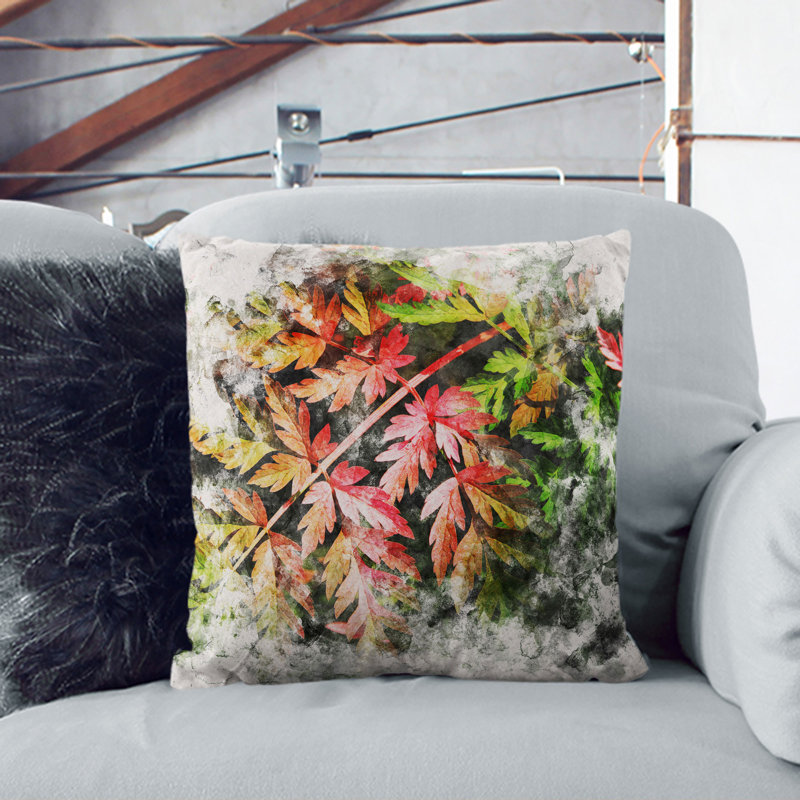 Fern Leaves Vol.2 Watercolour Scatter Cushion, 55cm H x 55cm W x 20cm D, Stone