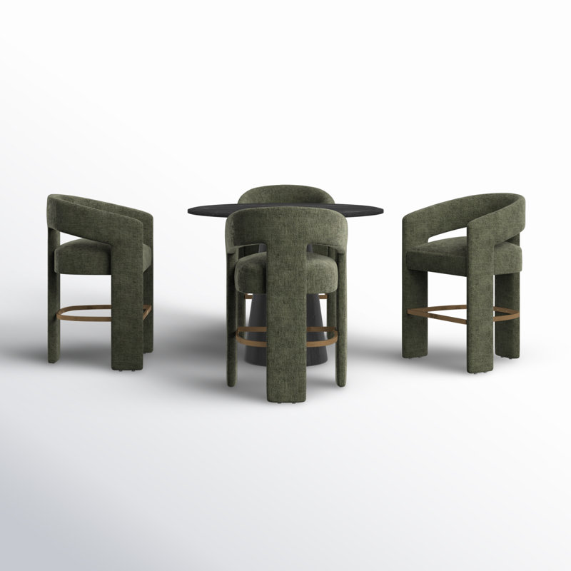 Darlington 5 - Person Pedestal Dining Set, Gwen Forest Microsuede