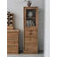 Armoire étroite rustique à porte en verre, trois tiroirs