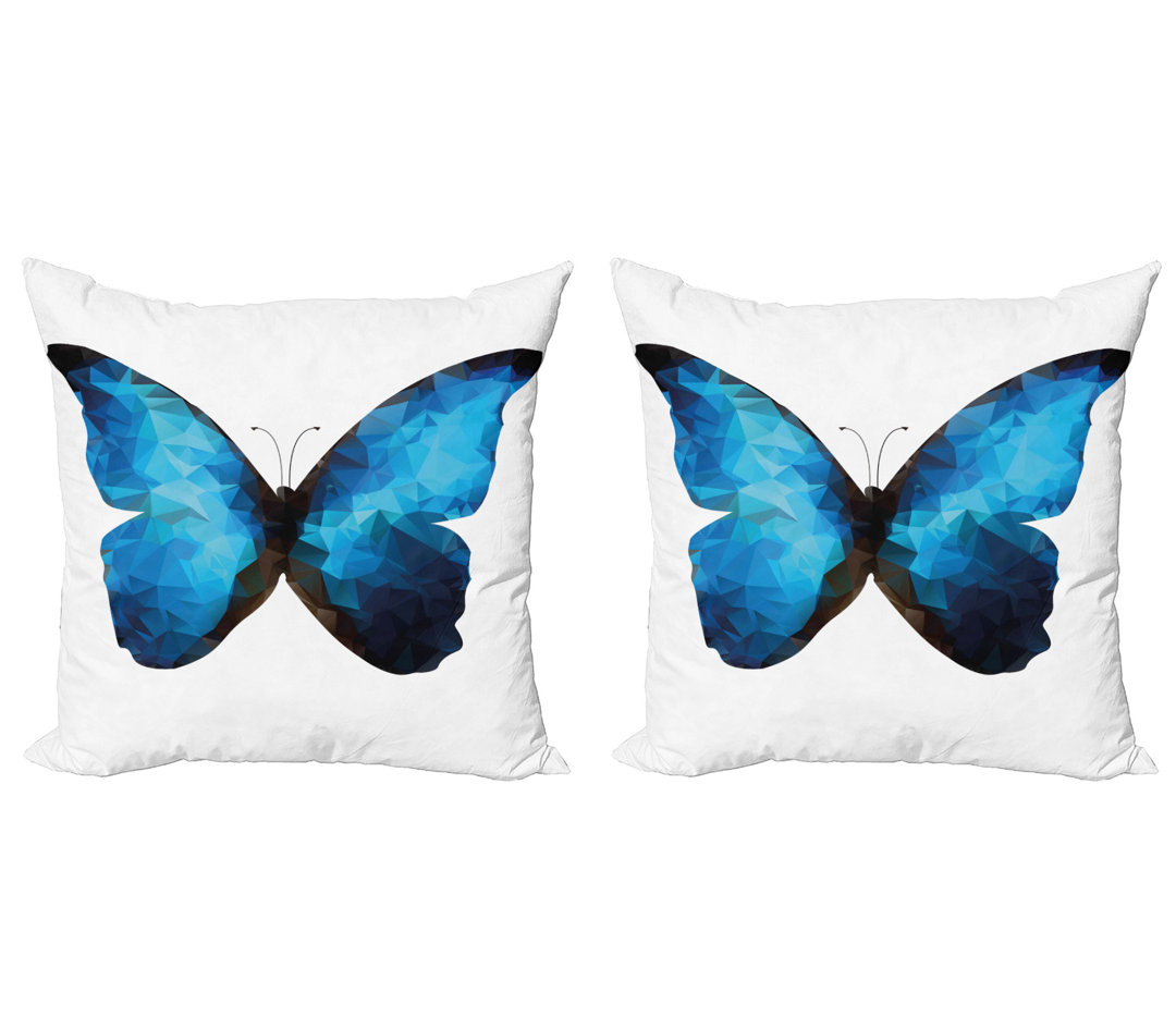 Kissenbezug, Modernes Blau Ombre, Schmetterling, Babyblau Dunkelblau