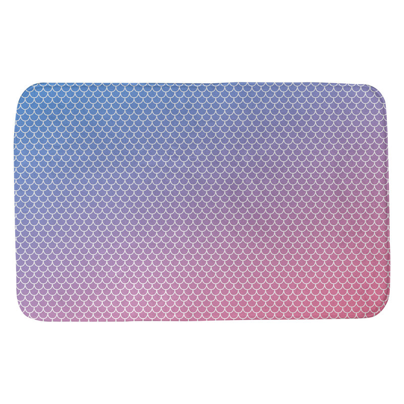 Tapis de bain antidérapant rectangulaire à écailles de sirène bueschel, l 21 po x L 34 po, Bleu / Rose