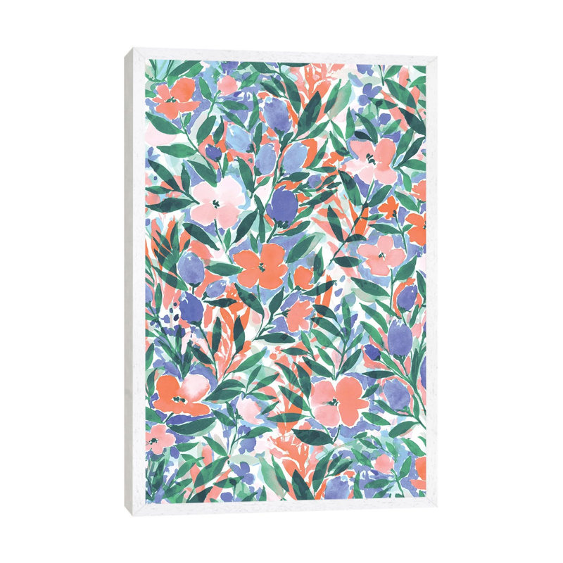 Nonchalant Coral by Jacqueline Maldonado - Painting on Canvas, 152.5 cm H x 101.5 cm W, White Framed