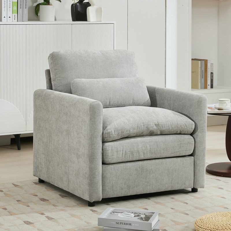 Fauteuil rembourré confortable 31,9 po, Gris clair