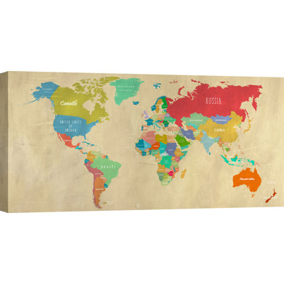 Hipster World Map by Joannoo - Wrapped Canvas Print