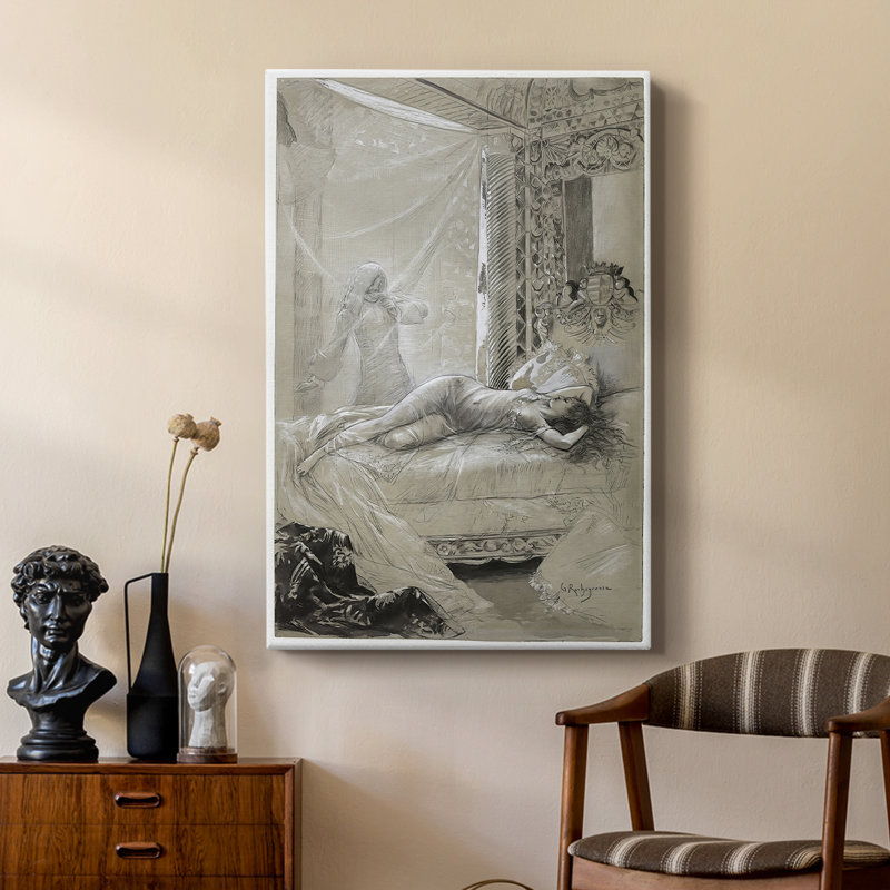 Josiane dans son alcôve (Josiane dans son alcôve) -Galerie sur toile tendue par Georges Rochegrosse, 18 x 27