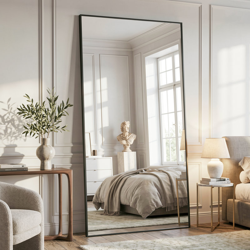 Oversized Full Length Mirror with Stand, Standing Mirror Full Body, Floor Mirror with Aluminum Alloy Framed Rectangle Wall Mirror