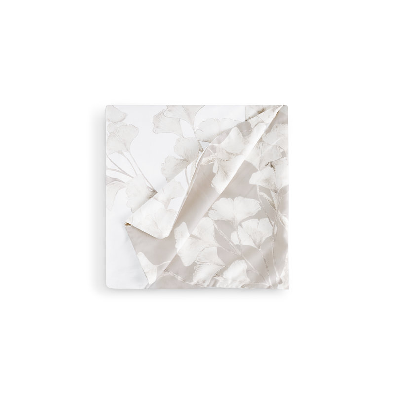 Butterfly Gingko Duvet, Queen, White;Stone