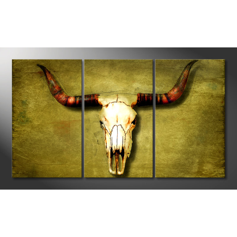 Buffalo Bull - Wrapped Canvas Print, 100 cm H x 180 cm W, 3-piece canvas set