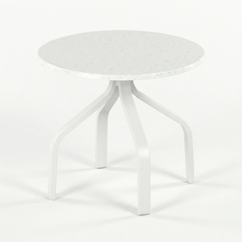 18" Round Side Table, River White