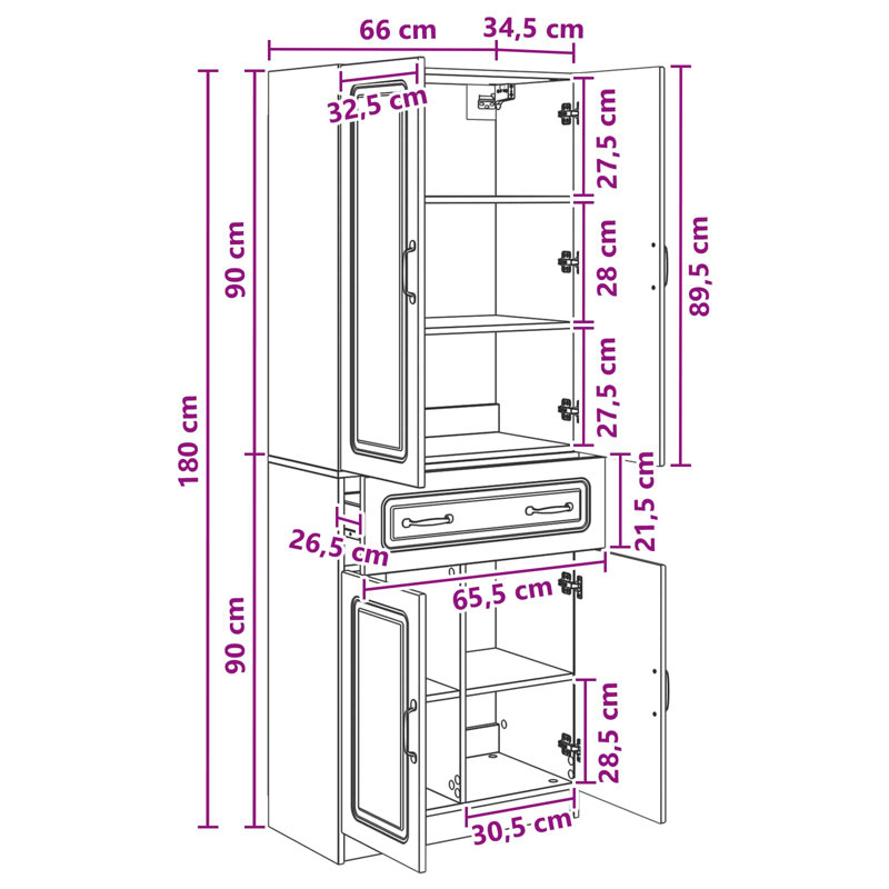 4 -Door 4 Storage Cabinet, Black