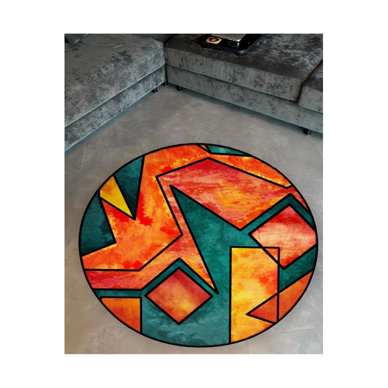 Tapis rond rond lavable à la machine, Sous-tapis rond 3 pi 3 po inclus