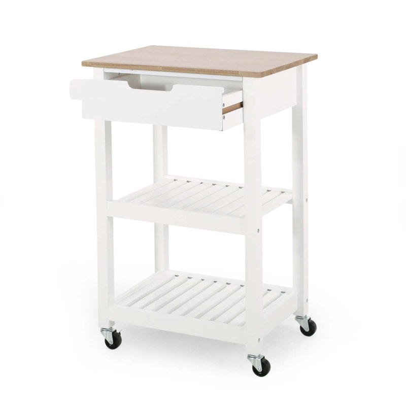 Chariot de cuisine compact en bois - Fonctionnel et élégant