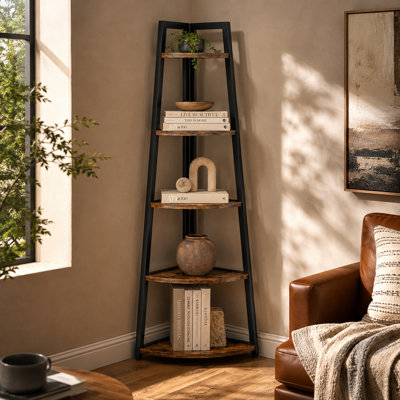 70" Modern Farmhouse Bookcase with Metal Frame