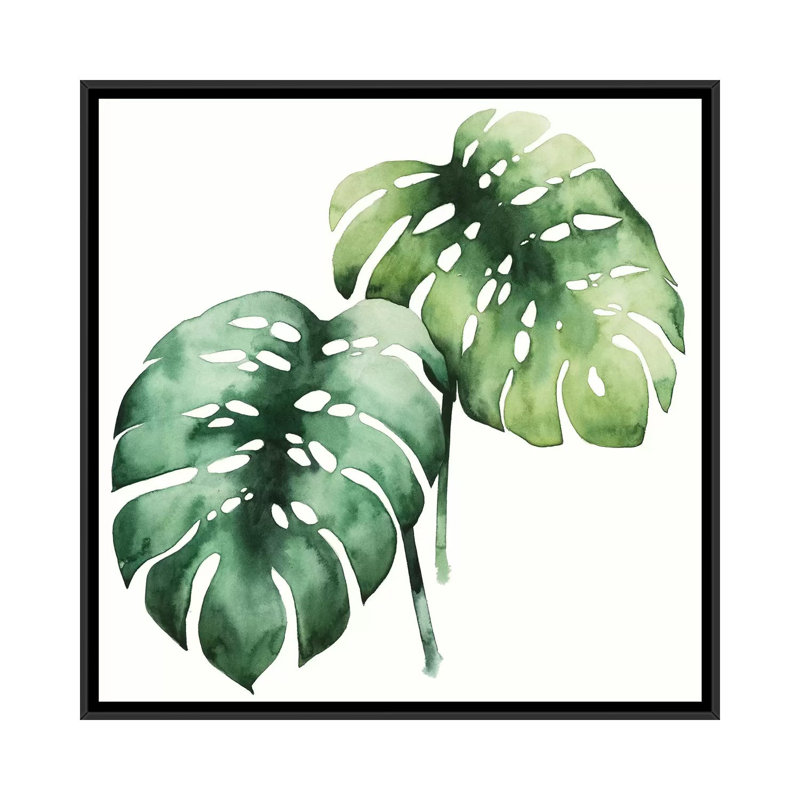« tropical plante i », impression sur toile, H 18 po x l 18 po x P 1,5 po, Pas de tapis, Toile avec cadre noir