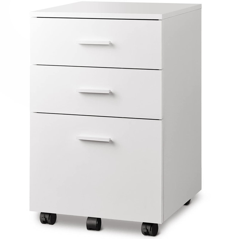 Kopelan 3-Drawer Mobile Vertical Filing Cabinet, White