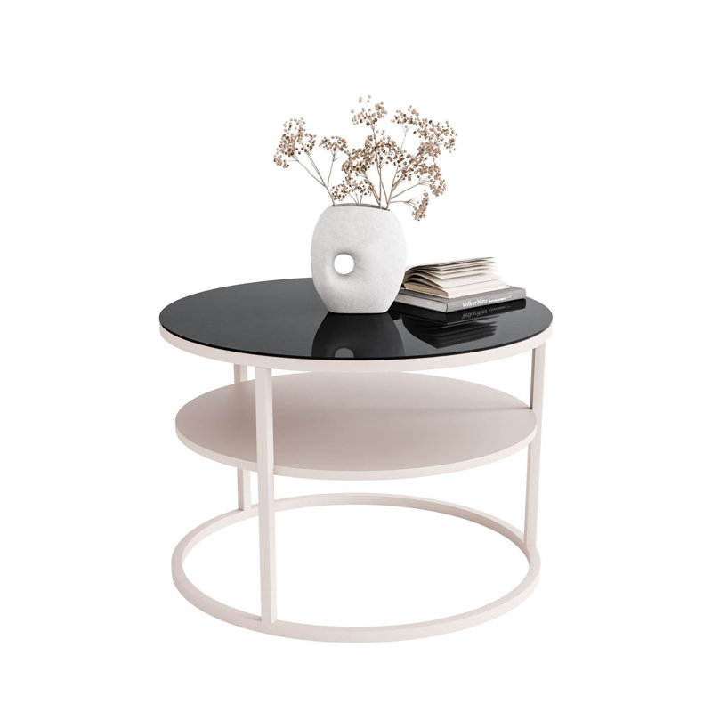 Frame Coffee Table with Storage, Black
