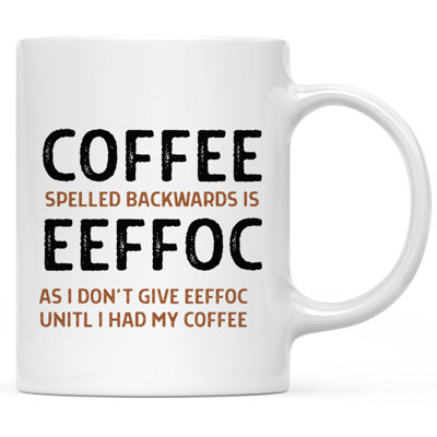 11Oz Ceramic Funny Coffee Mug – Eeffoc Is Coffee Spelled Backwards Funny Coffee Mugs For Gift, 1-Pack