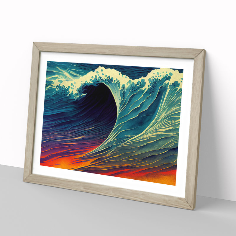 XH1022-2250X Colourful Wave - Single Picture Frame Print, Oak Framed, 34cm H x 46cm W x 2cm D