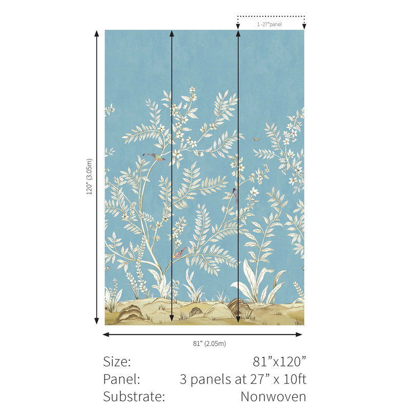 Vija Floral Wallpaper, Century Blue