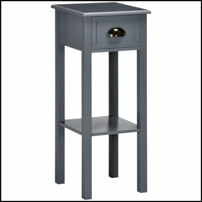 Narrow 2-Tier Side Table with Drawer and Bottom Shelf, Perfect for Living Room Storage and Elegance