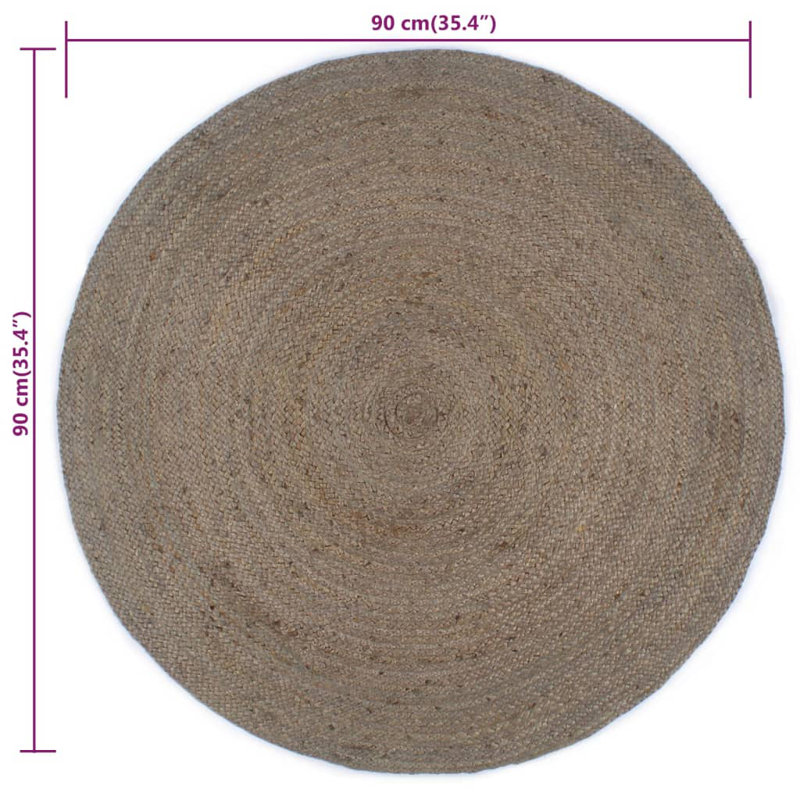 Round Solid Colour Hand Woven Area Rug, Round 90cm