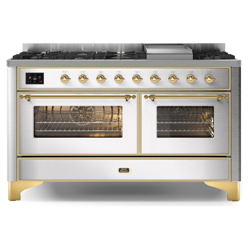Majestic II 60" 5.02 cu. ft. Freestanding Dual Fuel Range with Griddle, Liquid Propane, Blue Gray/Chrome