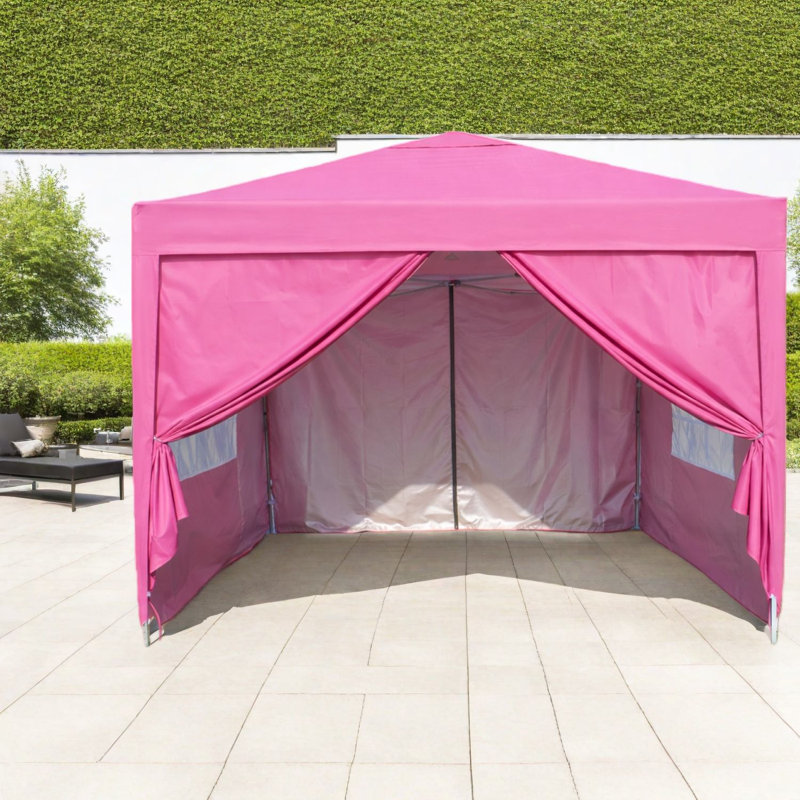 Durable 10x10ft Canopies & Gazebos With Frame, Portable Magenta Pop-up Tent For Outdoor Events