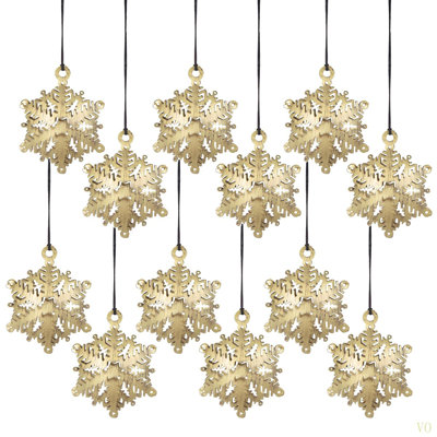 3.5X3.5" Snowflake Hanging Ornament, Hanging Home Decor Accents For Christmas Tree, Holiday Display, Set Of 12