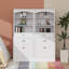 Armoire de rangement pour salle de bain avec tablette réglable à quatre portes et six tablettes ouvertes