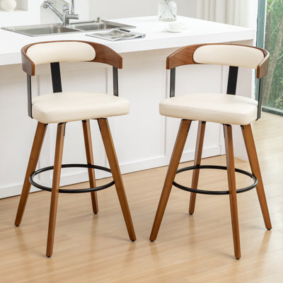 Swivel Yes Upholstered Faux Leather Bar Stool