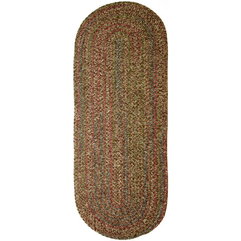 Tapis d'intérieur / extérieur tressé à la main brun / rouge Tartaglia, Ovale 2 pi x 4 pi