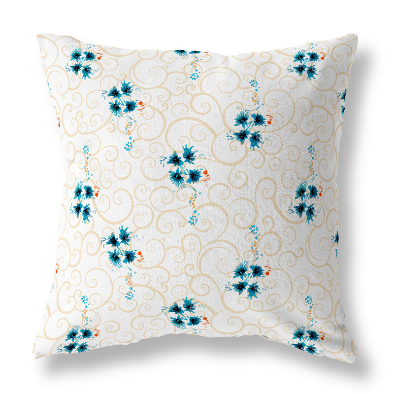 Coussin Orchid Artistry, H 18 po x l 18 po, Bleu / blanc / beige floral