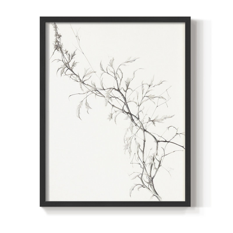 Impression florale rétro encadrée XXI - bois massif, Noir, noir, noir, noir, H 21 po x l 17 po