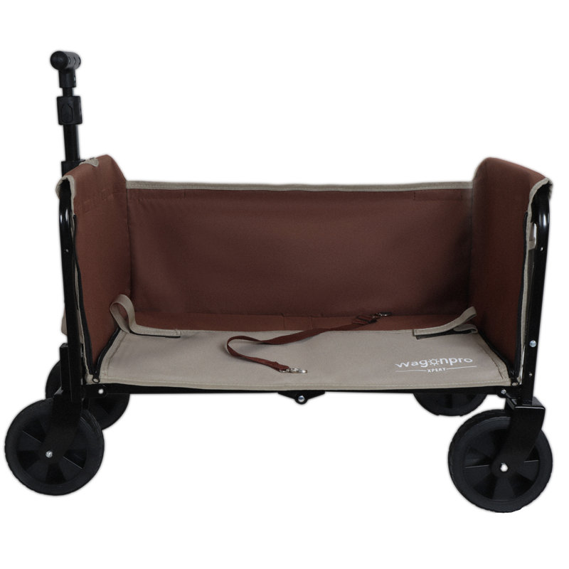 Chariot de camping pliable convertible avec siège de banc, rangement et attache pour chien, Ivoire ivoire
