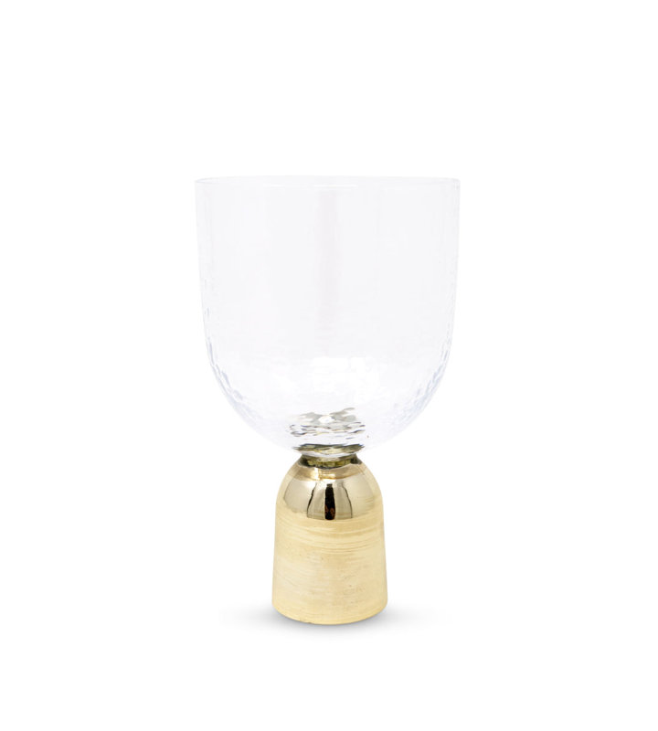 6 verres à eau martelés sur piédestal doré