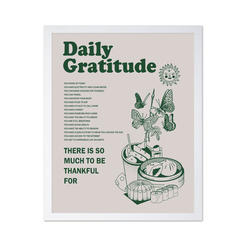 Gratitude quotidienne, Poster, 12"H x 16"W, Brown Framed