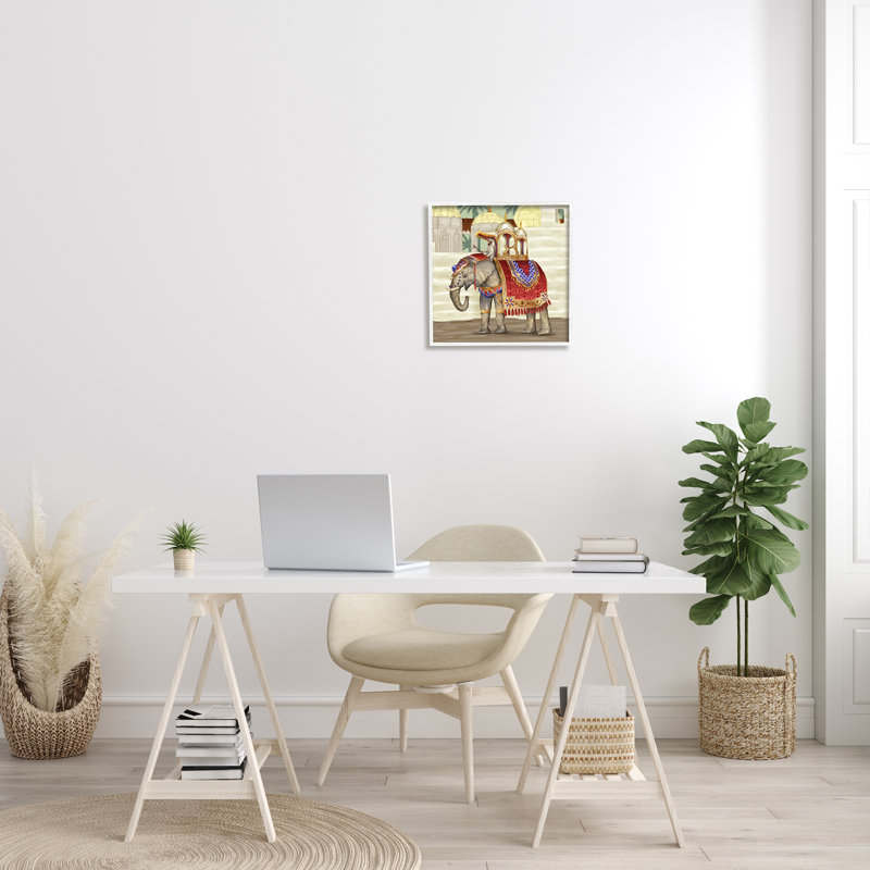 «Elephant Parade Eastern», impression sur toile, Giclée encadrée blanc bord de mer, H 17 po x l 17 po x P 1,5 po