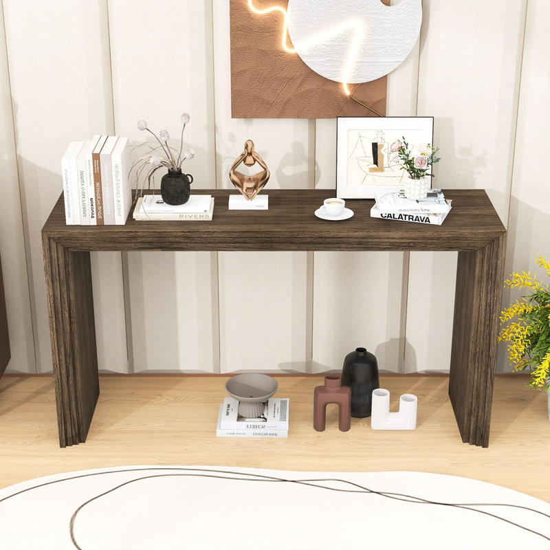 Console moderne à rayures - panneau de fibres à densité moyenne élégant, fonctionnel et robuste, Naturel