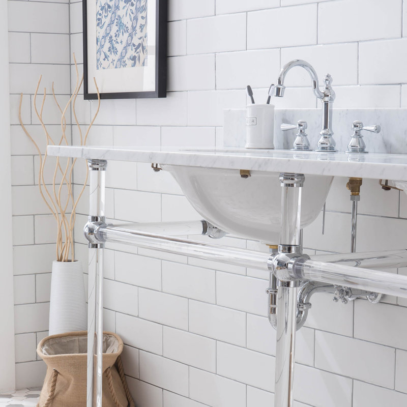 Ensemble de meuble-lavabo ovale avec robinet et trop-plein Empire Stone, Chrome chrome