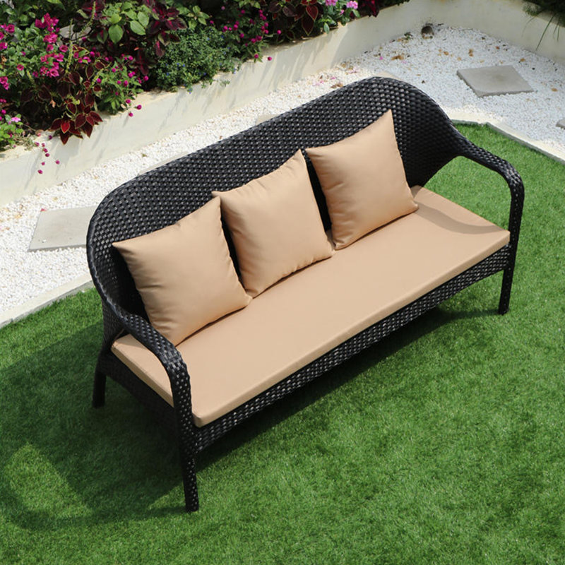 Farzona 66.93'' Wide Rectangle Wicker Patio Sofa with Cushions