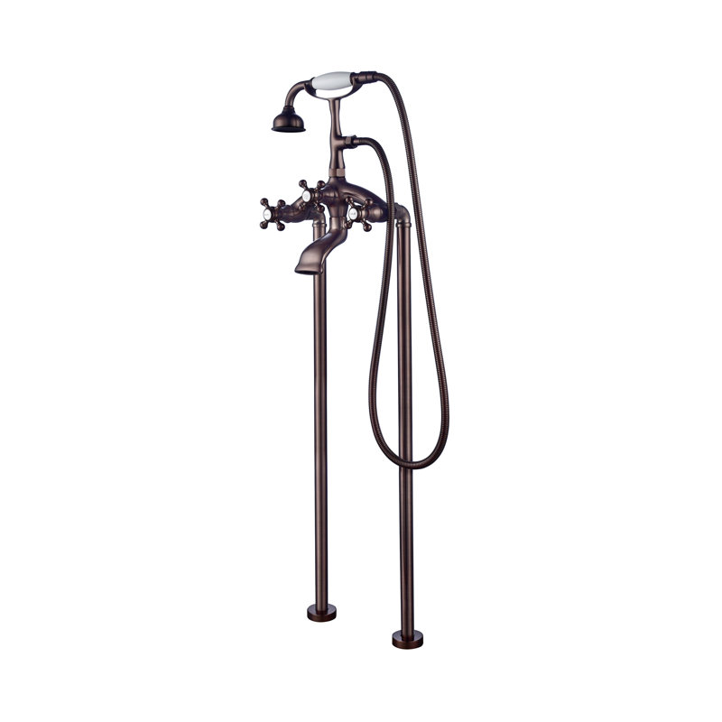 3 Handle Bathroom Clawfoot Tub Faucet with Diverter, Oil Rubbed Bronze