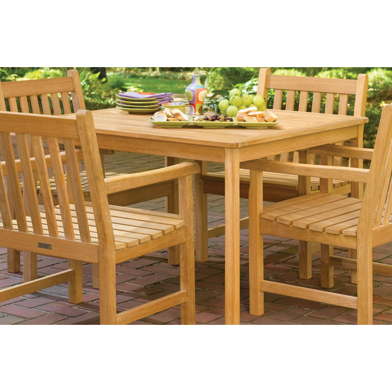 Classic Outdoor Square Teak Dining Table, Natural Teak