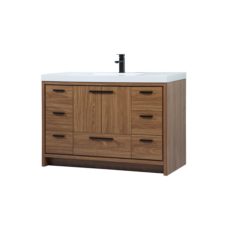 Enfield 48'' Single Bathroom Vanity with Top, Walnut Brown
