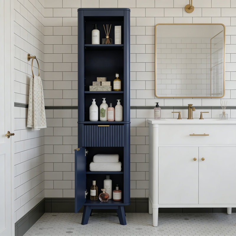 Armoire de rangement de salle de bain peu encombrante, fabrication en MDF, conception moderne pour une utilisation dans plusieurs pièces