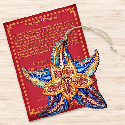 Nautical Christmas Ornaments - Mosaic Starfish Wooden Ornaments By G.Debrekht