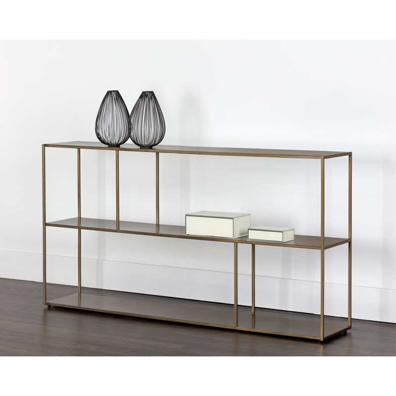Hellmuth Bookcase - Gold, Gold, 31" H x 34.75" W x 12" D