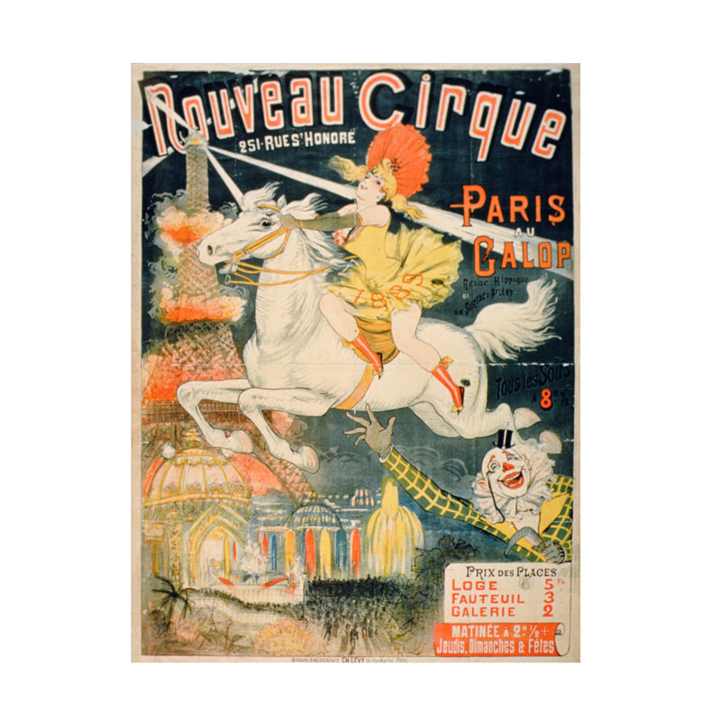 Art français sur toile, école française au galop, Paris, H 47 po x l 35 po